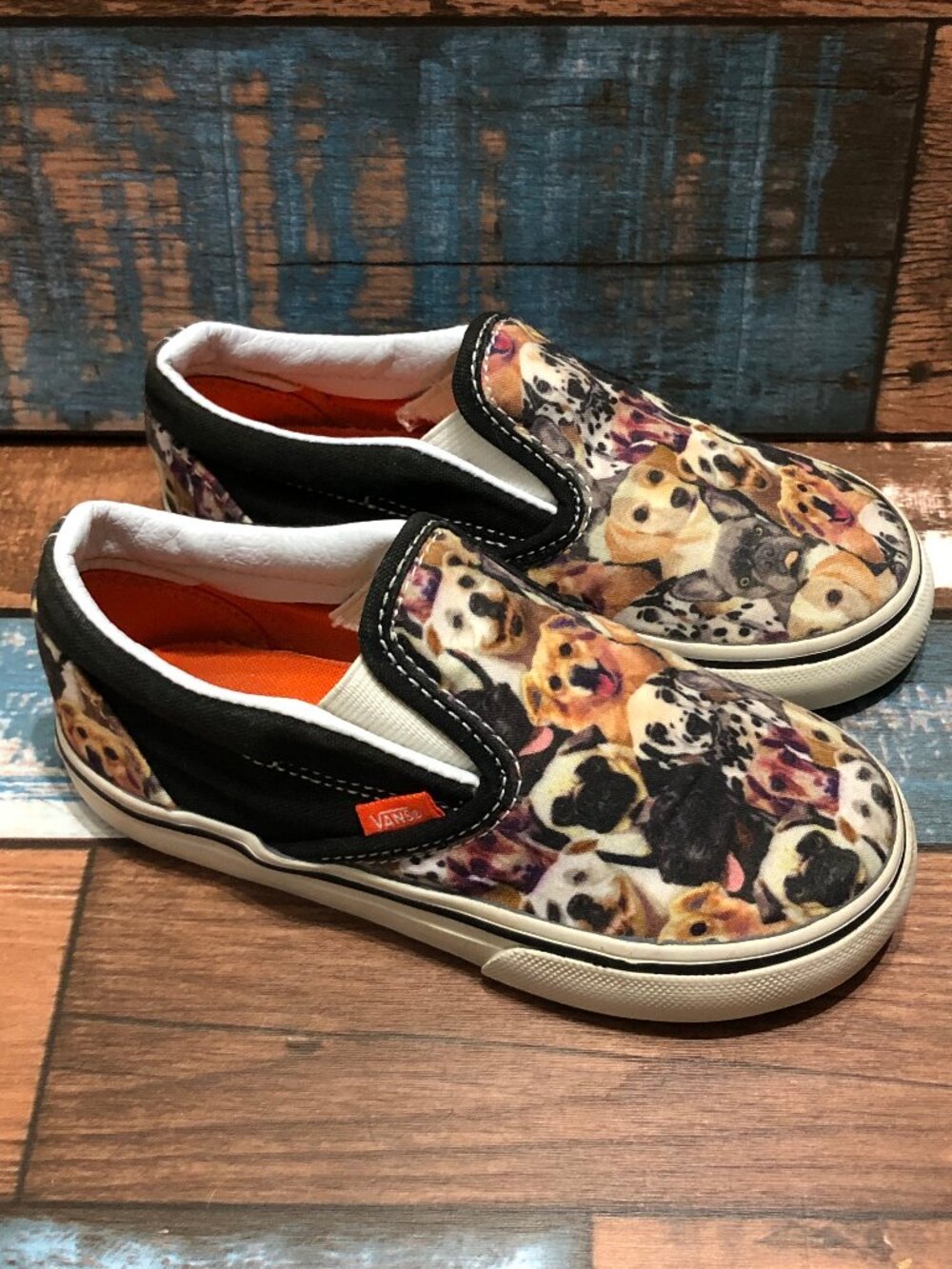 Vans Shoes Dogs Puppies All Over Print Boys Toddlers Size 8.5